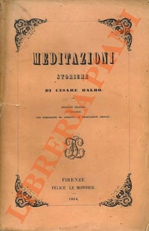Bild des Verkufers fr Meditazioni storiche. zum Verkauf von Libreria Piani