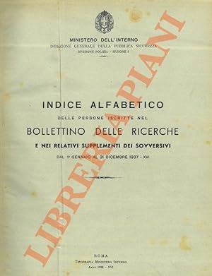 Indice alfabetico delle persone iscritte nel Bollettino delle Ricerche e nei relativi supplementi...
