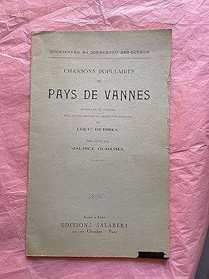 Imagen del vendedor de Chansons populaires du Pays de Vannes a la venta por Breizh56