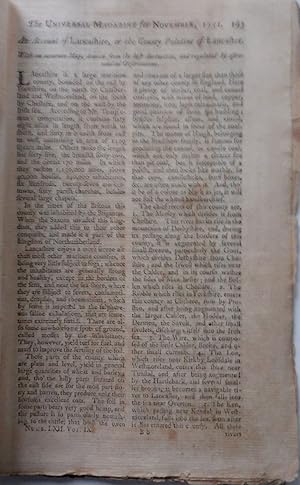 Bild des Verkufers fr The Universal Magazine (of Knowledge and Pleasure) for November, 1751 zum Verkauf von Mare Booksellers ABAA, IOBA
