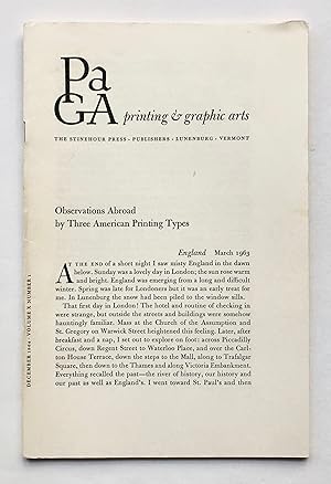 Immagine del venditore per PAGA: Printing & Graphic Arts, Volume X, Number 1, December 1964 venduto da George Ong Books
