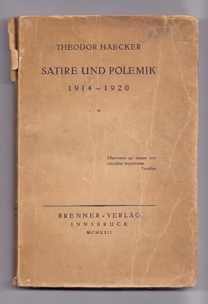 Satire und Polemik 1914-1920.