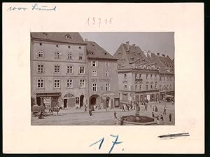 Fotografie Brück, Sohn Meissen, Ansicht Eger, Markt mit Cafe Pistorius, Handlung Gebr. Schmid, Jo...