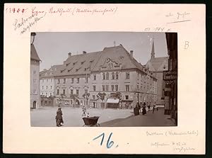 Fotografie Brück, Sohn Meissen, Ansicht Eger, Partie am Stadthaus, Wallenstein-Haus, Handlung Ern...