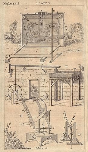 Image du vendeur pour Fig 1. A Machine for drawing in perspective. Fig 2. A Pump. Fig 3. A Dial. Fig 4. A Dumb Bell mis en vente par Antiqua Print Gallery