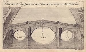 Bild des Verkufers fr [View of] Llanroost Bridge [in Denbighshire] over the River Conway in North Wales zum Verkauf von Antiqua Print Gallery