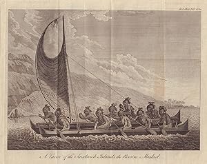 A Canoe of the Sandwich Islands, the Rowers Masked