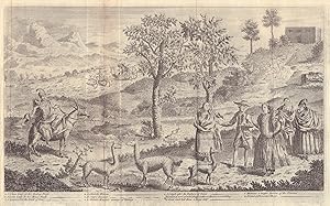 [Inhabitants of Lima in their proper Dresses ; their Animals, the Vicunna and the Lama]