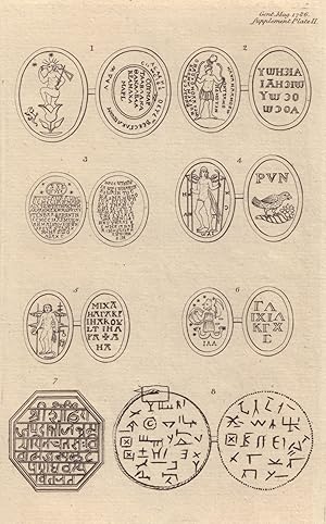 Fig 1 to 6. [Six Egyptian Gems or Annulets in the Townley Collection]. Fig 7 & 8. [Seal of the Gr...