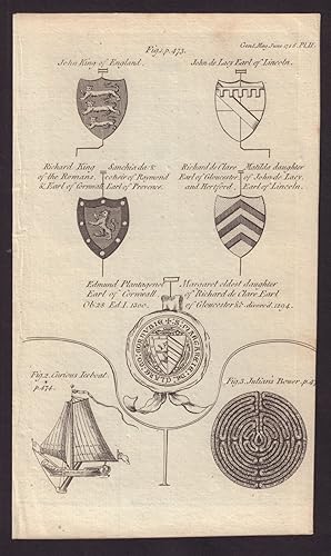 Fig 1. [Pedigree and Arms of Margaret de Clare, Countess of Cornwall, A. D. 1294, illustrative of...