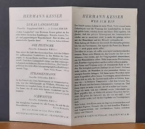 Verlagswerbung für 5 Werke von Hermann Kesser