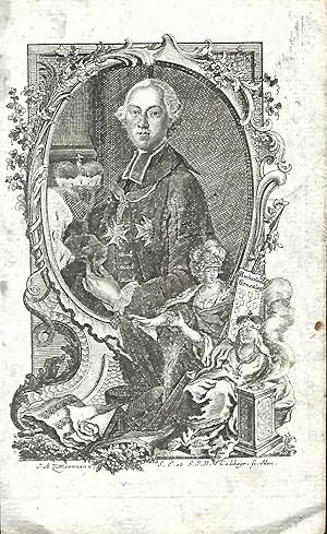 Bild des Verkufers fr Portrt von Franz Joseph Xaver Hohenlohe Schillingsfrst als bayerischer St Georgsritter. Kupferstich 1769. zum Verkauf von Versandantiquariat Alraune