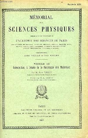 Seller image for Mmorial des sciences physiques - Fascicule XXI : Introduction  l'tude de la rsistance des matriaux. for sale by Le-Livre