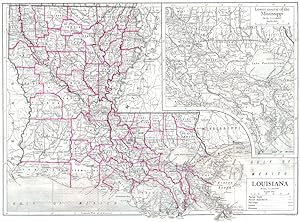 Louisiana; Inset map of Lower course of the Mississippi