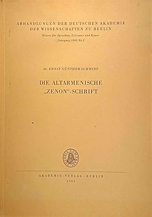 Die altarmenische "Zenon" Schrift. Abhandlungen der Deutschen Akademie der Wissenschaften zu Berl...