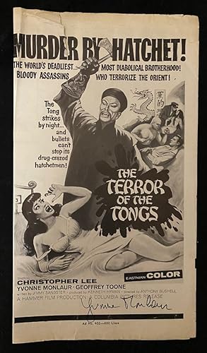 The Terror Of The Tongs Original Movie Pressbook signed Yvonne Monlaur
