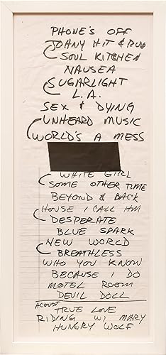 Original X setlist, circa 1983