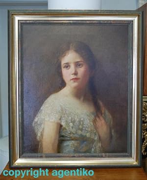 Ölgemälde Gemälde Öl Leinwand * Mädchenporträt * Mädchen * signiert A. F. Engel München *