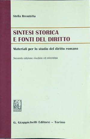 Immagine del venditore per Sintesi storica e fonti del diritto. Materiali per lo studio del diritto romano venduto da Librodifaccia