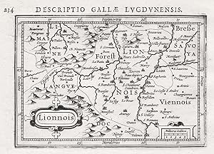 Image du vendeur pour Lionnois" - Lyon Auvergne-Rhone-Alps map Karte carte gravure mis en vente par Antiquariat Steffen Vlkel GmbH