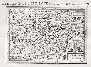 Image du vendeur pour Lotaringia Ducatus / Descript. Ducat. Lotharingiae in Gall. Belg." - Lorraine Lothringen map Karte carte mis en vente par Antiquariat Steffen Vlkel GmbH