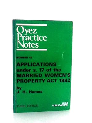 Seller image for Applications Under Section 17 of the Married Women's Property Act, 1882 for sale by World of Rare Books