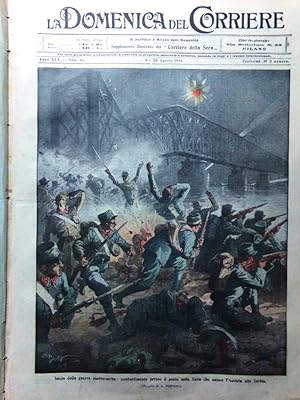 La Domenica del Corriere 9 Agosto 1914 WW1 Guerra Austria Serbia San Pancrazio