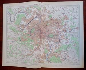 Paris France City Plan & Environs Seine River Versailles 1955 Bartholomew map