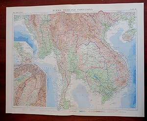 Southeast Asia Myanmar Thailand Cambodia Laos Vietnam 1958 Bartholomew map