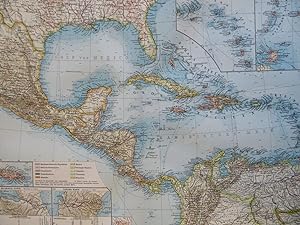 Caribbean Sea & Central America Mexico Cuba Bahamas Jamaica 1898 detailed map