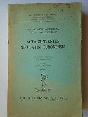 Image du vendeur pour ACTA CONVENTUS NEO-LATINI TURONENSIS. Troisime Congrs International d'tudes No-Latines, Tours mis en vente par GfB, the Colchester Bookshop