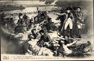 Künstler Ansichtskarte / Postkarte Meynier, Retour de Napoleon dans l'Ile de Lobau apres la Batai...