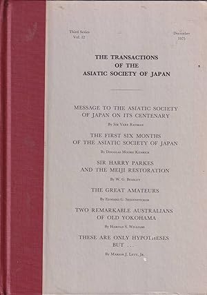 The Transactions of The Asiatic Society of Japan. Third Series. Vol. 12.
