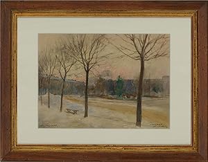 Seller image for Alberto Micheli Pellegrini (1870-1943) - Watercolour, Milano con la Neve for sale by Sulis Fine Art