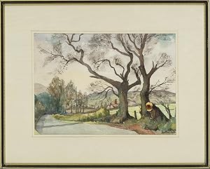 Bild des Verkufers fr Harry Gee - Mid 20th Century Watercolour, The Lane in Winter zum Verkauf von Sulis Fine Art