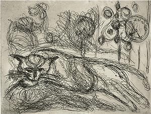Annelise Firth (b.1961) - 2012 Etching, Time for a Cat Nap VI