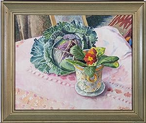Angela Landels - 20th Century Oil, Cabbage and Polyanthus
