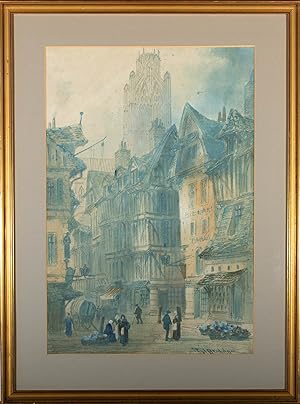 Paul Braddon (1864-1938) - Early 20th Century Watercolour, Rouen Square