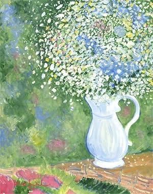 Brian William - 2021 Oil, Summer Flowers in White Jug