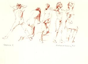 Seller image for Richard J.S. Young - Signed and dated 1997 Chalk Drawing, Various Female Nudes for sale by Sulis Fine Art
