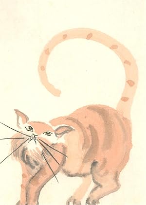 Hu Dongfang - Contemporary Pen and Ink Drawing, Orange Cat