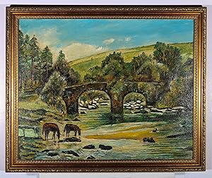W. Graham - 20th Century Oil, Horses by the Bridge