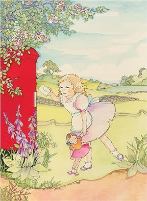 Pair of Children's Book Illustrations 20thc Watercolour - Little Girls In Summer