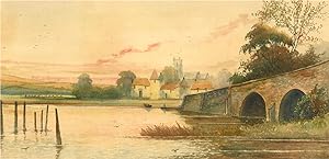Early 20th Century Watercolour - Village on the River