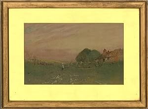 Bild des Verkufers fr Oswald Garside RI (1879-1942) - Early 20th Century Watercolour, Meadow at Dusk zum Verkauf von Sulis Fine Art