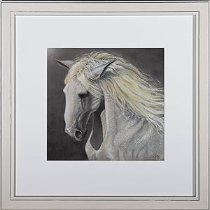 Bild des Verkufers fr Contemporary Pastel - Majestic White Horse zum Verkauf von Sulis Fine Art