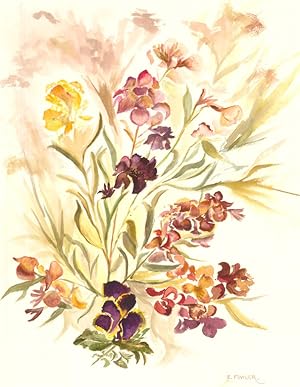 E. Fowler - Contemporary Watercolour, Autumnal Blooms