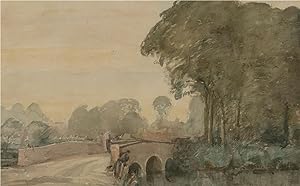 Bild des Verkufers fr David Thomson Muirhead NEAC (1867-1930) - 1921 Watercolour, Over The Bridge zum Verkauf von Sulis Fine Art