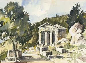 Liz Deakin - 1980 Watercolour, Treasury Of The Athenians
