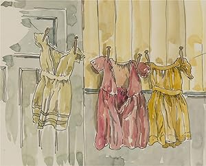 Jill Dickin - Contemporary Watercolour, Three Dresses Drying